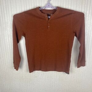 Eddie‎ Bauer Mens Brown Henley Neck Classic Casual Skater Grunge T Shirt Size M